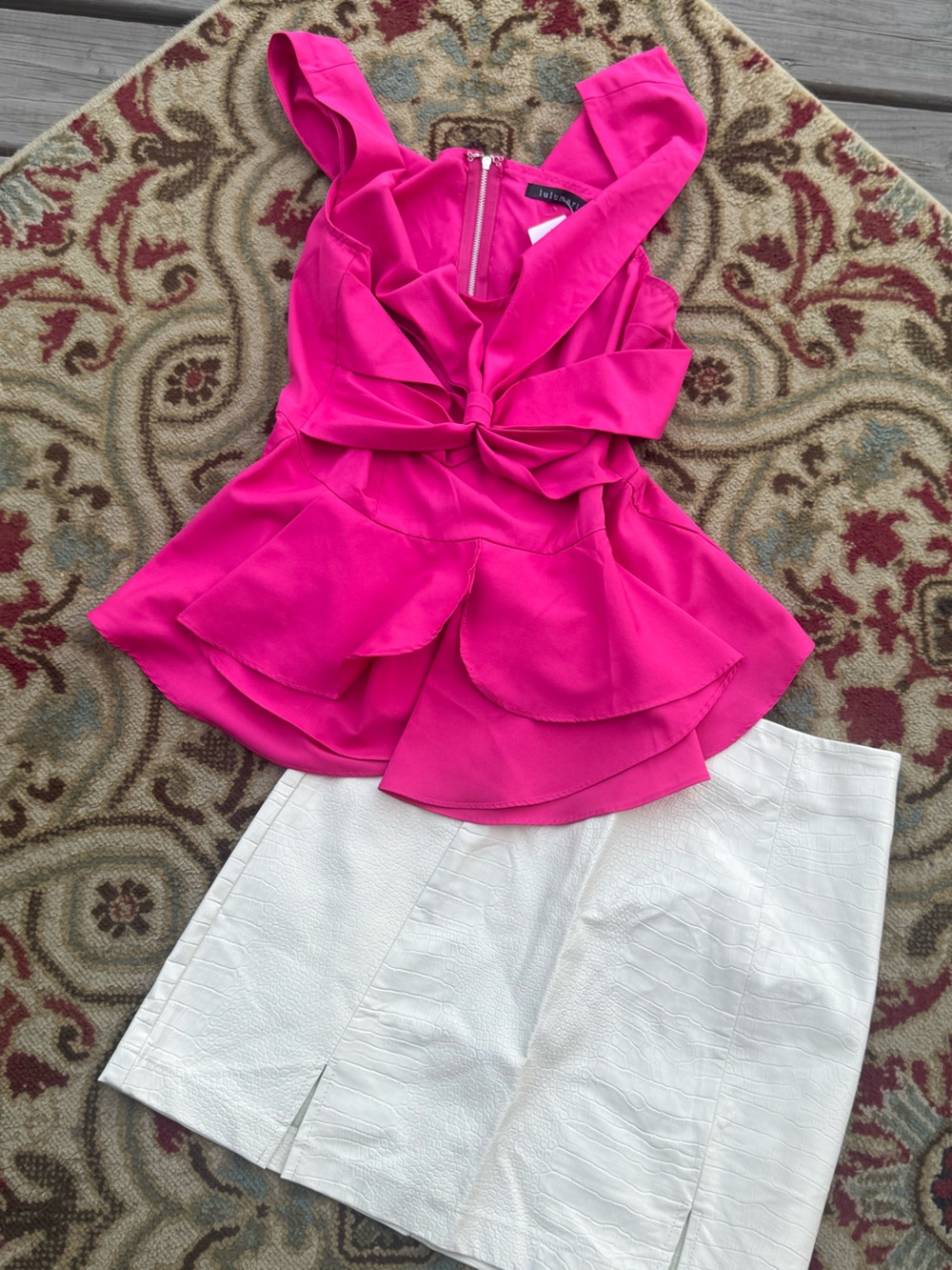 Lulumari Hot Pink Peplum Knot Front Top